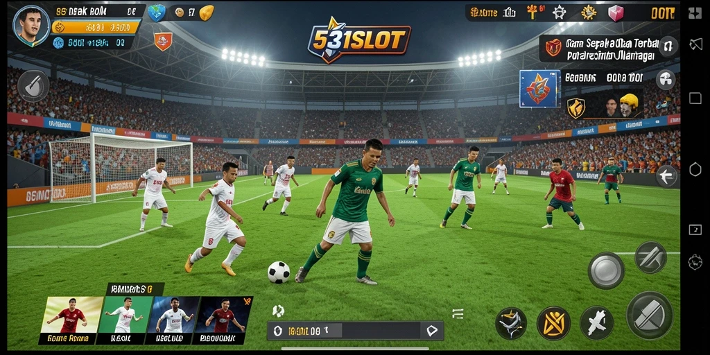 Tangkapan layar gameplay 531SLOT yang menampilkan aksi sepak bola seru.