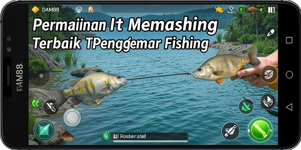 Screenshot gameplay DAM88, menampilkan aksi memancing yang seru.
