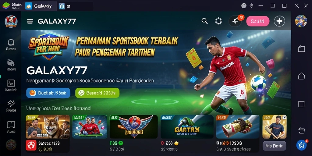 Tampilan antarmuka GALAXY77 dengan berbagai pilihan taruhan olahraga.