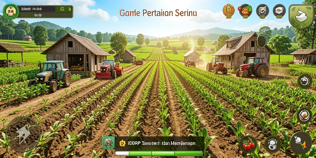 Tampilan gameplay seru dalam IDRRP dengan aktivitas bertani.
