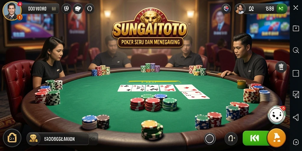 Screenshot gameplay SUNGAITOTO menampilkan suasana permainan Poker yang seru.