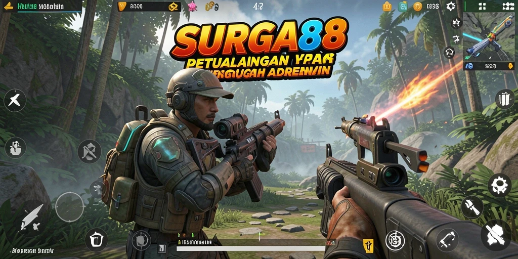 Tampilan gameplay SURGA88 dalam aksi tembak-menembak seru.