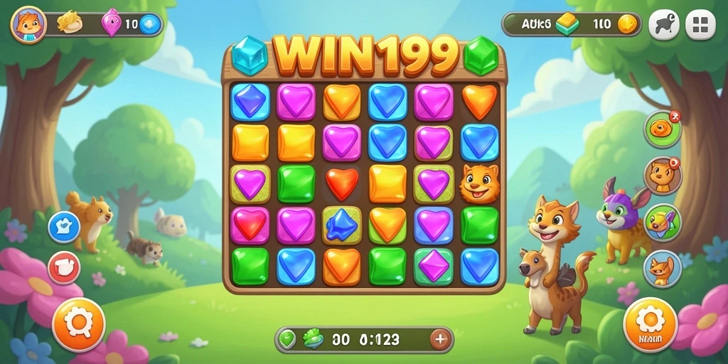 Tangkapan layar gameplay seru Match-3 di WIN199.